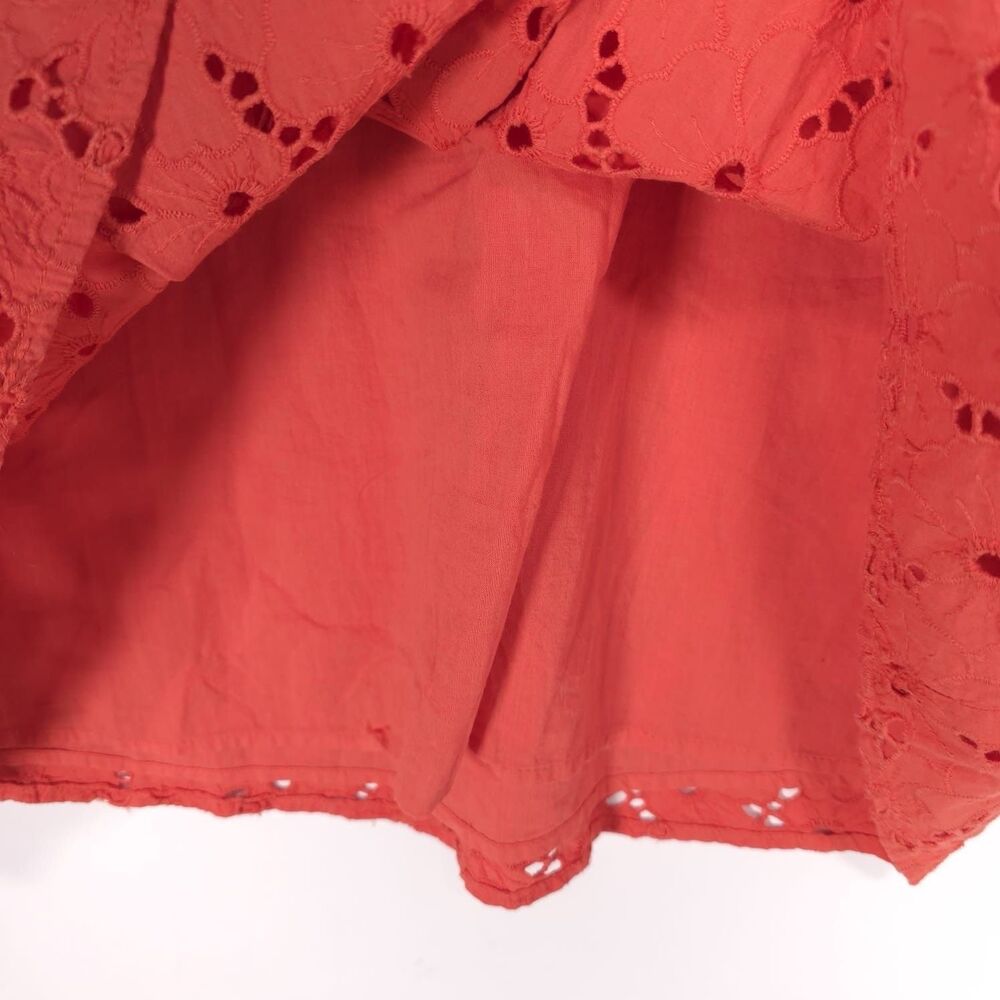 Anthropologie Coral Eyelet Ruffle Mini Dress - Picture 8 of 10